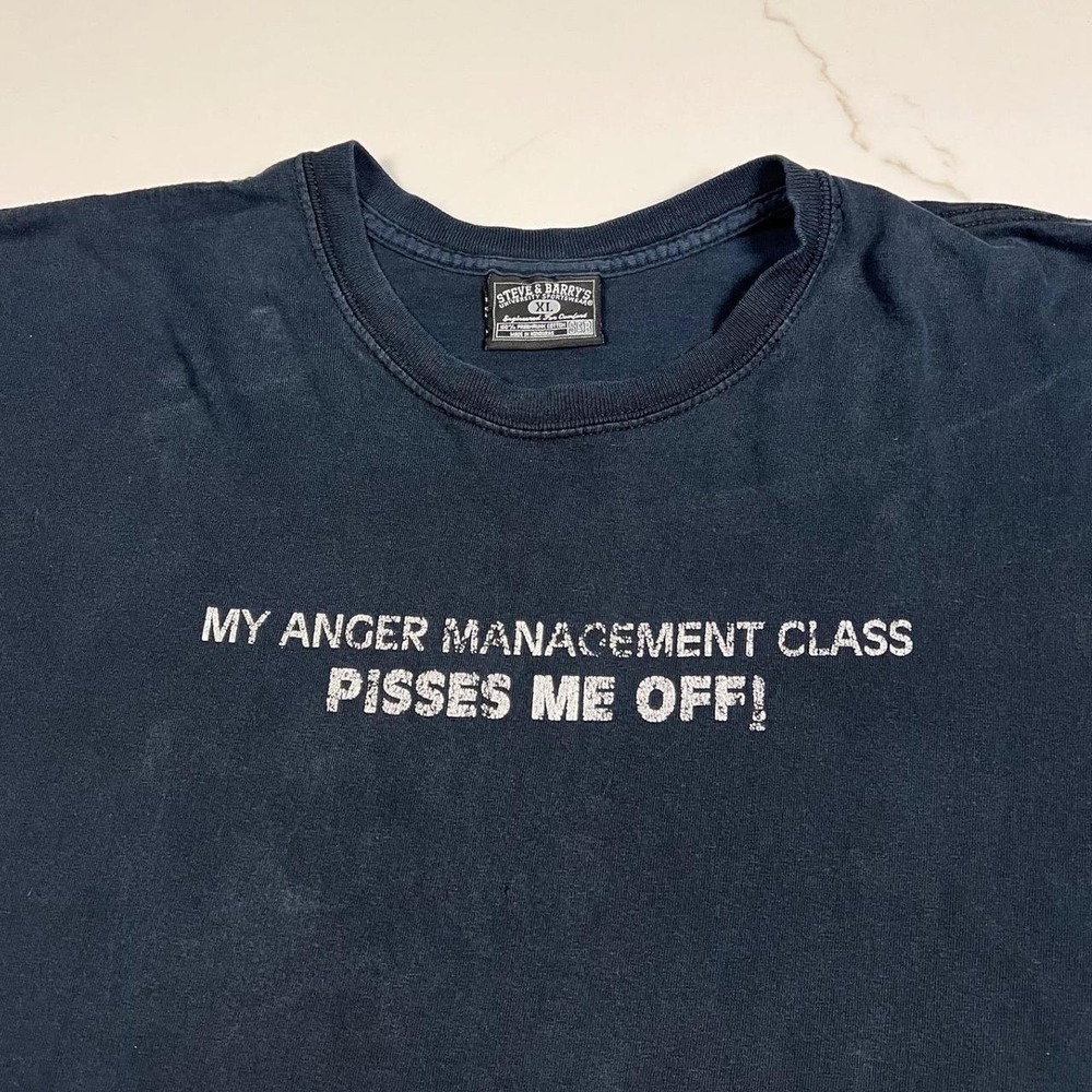 Steve & Barry's Graphic T-Shirt Mens XL Navy Anger Management Funny Slogan